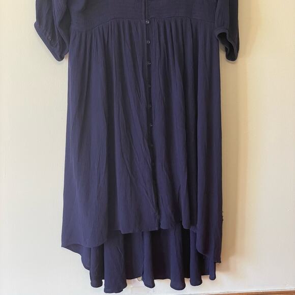 TORRID 3 Plus Size 3/4 sleeve peasant dress maxi button holes cottagecore indigo - Picture 3 of 9